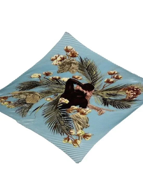 Hermes Scarf Pleated Turbans Des Reines Queen's Turban Blue - Picture 4 of 6